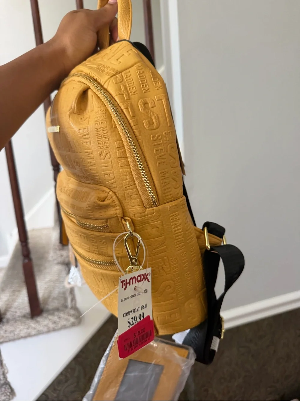 Steve Madden Yellow Embossed Mini Backpack